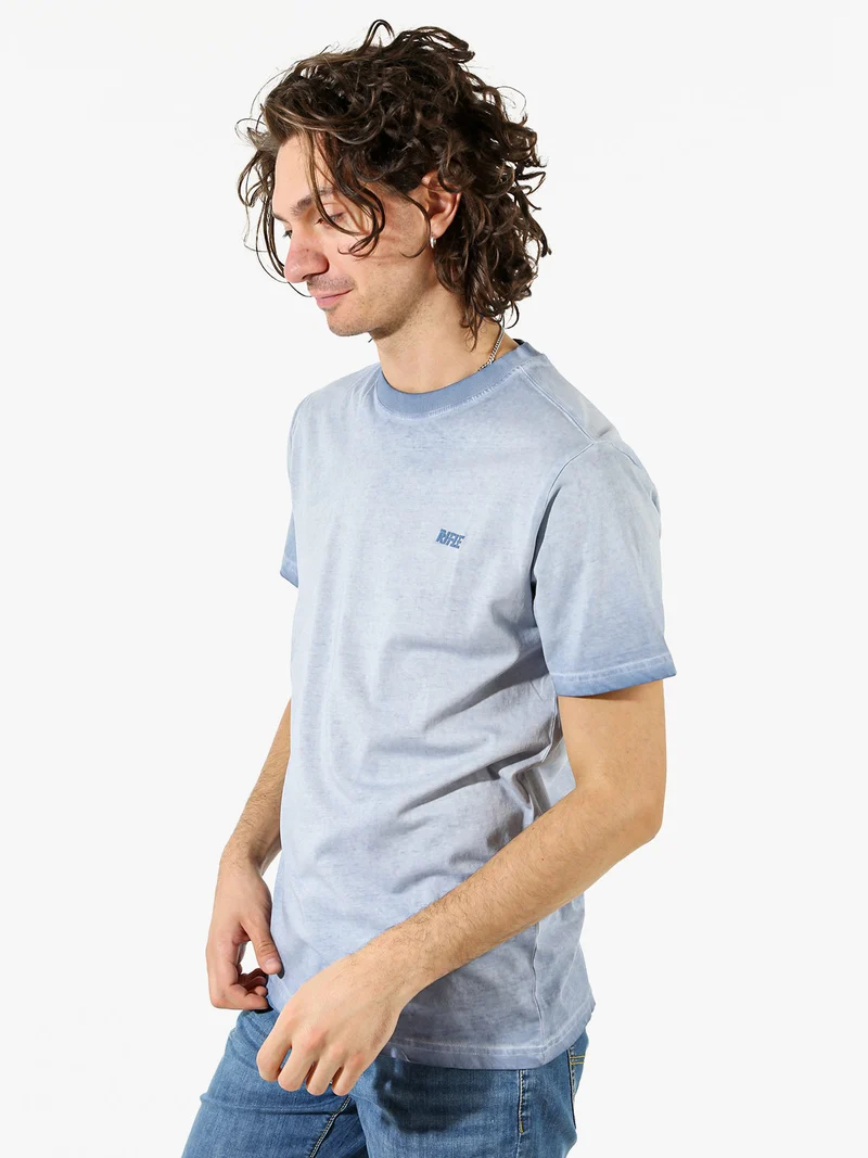 T-shirt girocollo da uomo in cotone con logo - cielo