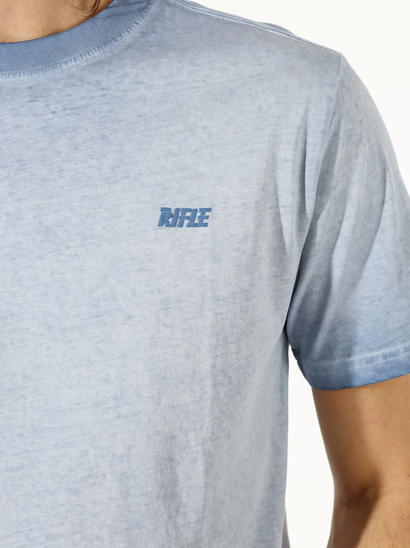 T-shirt girocollo da uomo in cotone con logo - cielo