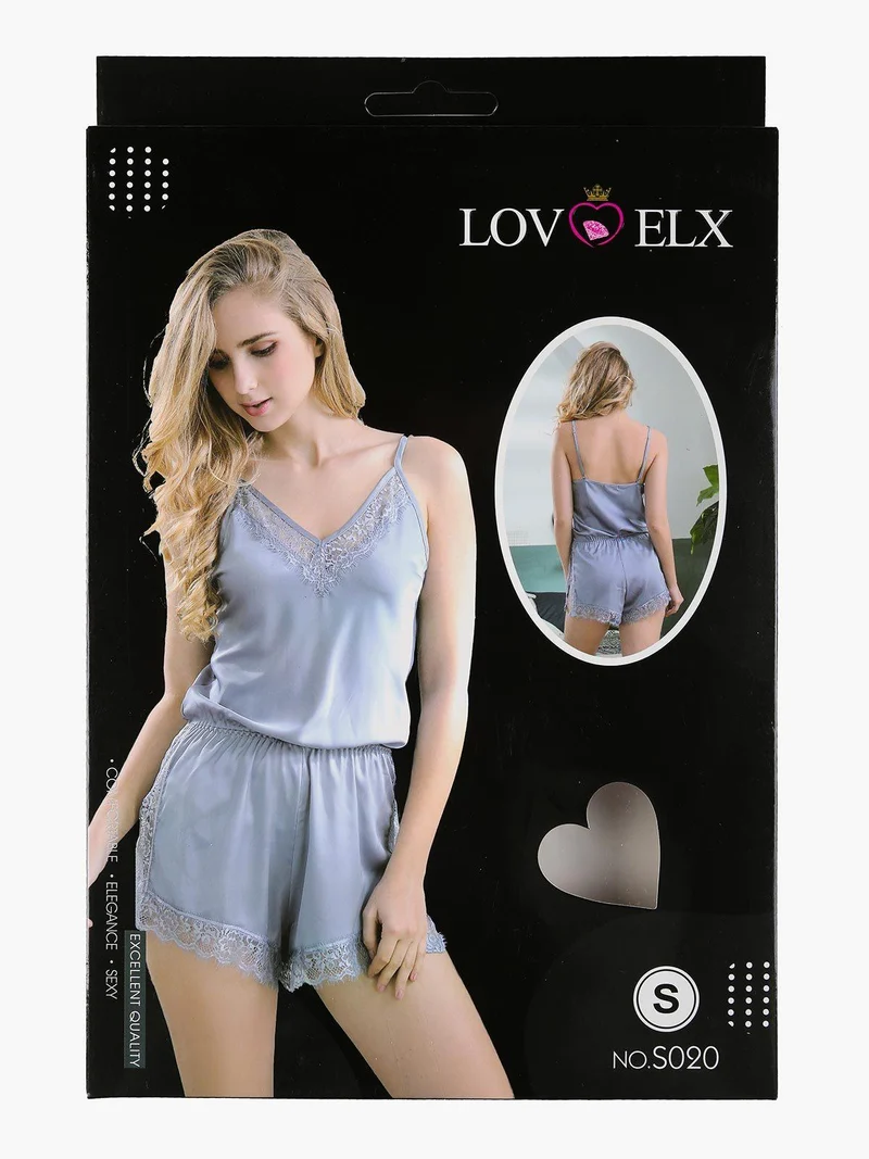 Pigiama tuta donna effetto raso con pizzo - bordeaux