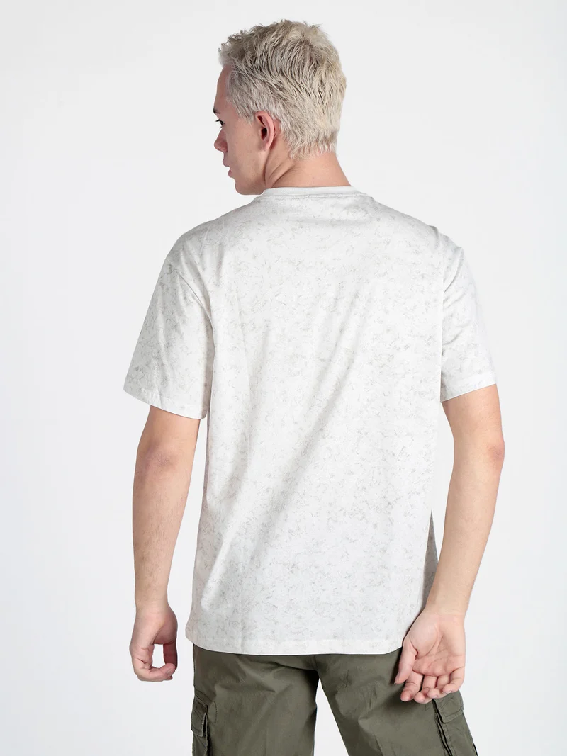 T-shirt girocollo da uomo in cotone con stampa - bianco