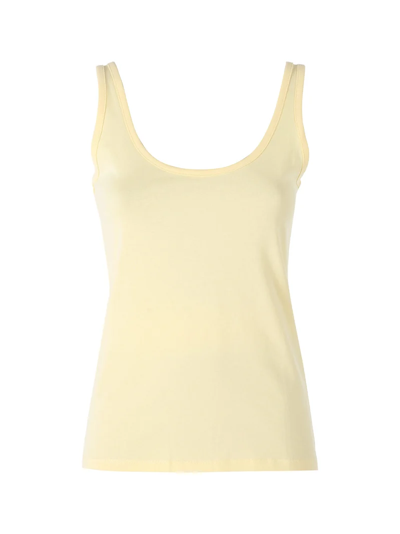Top donna in cotone bielastico a spalla larga - giallo