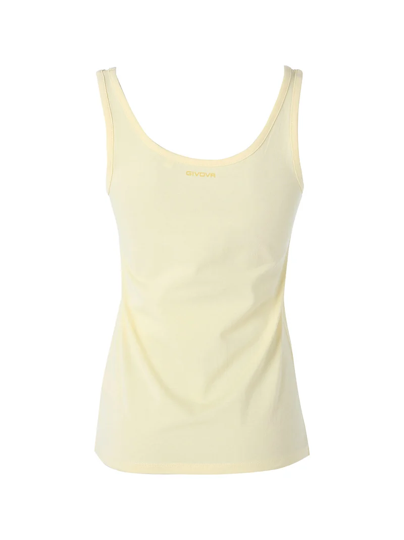 Top donna in cotone bielastico a spalla larga - giallo