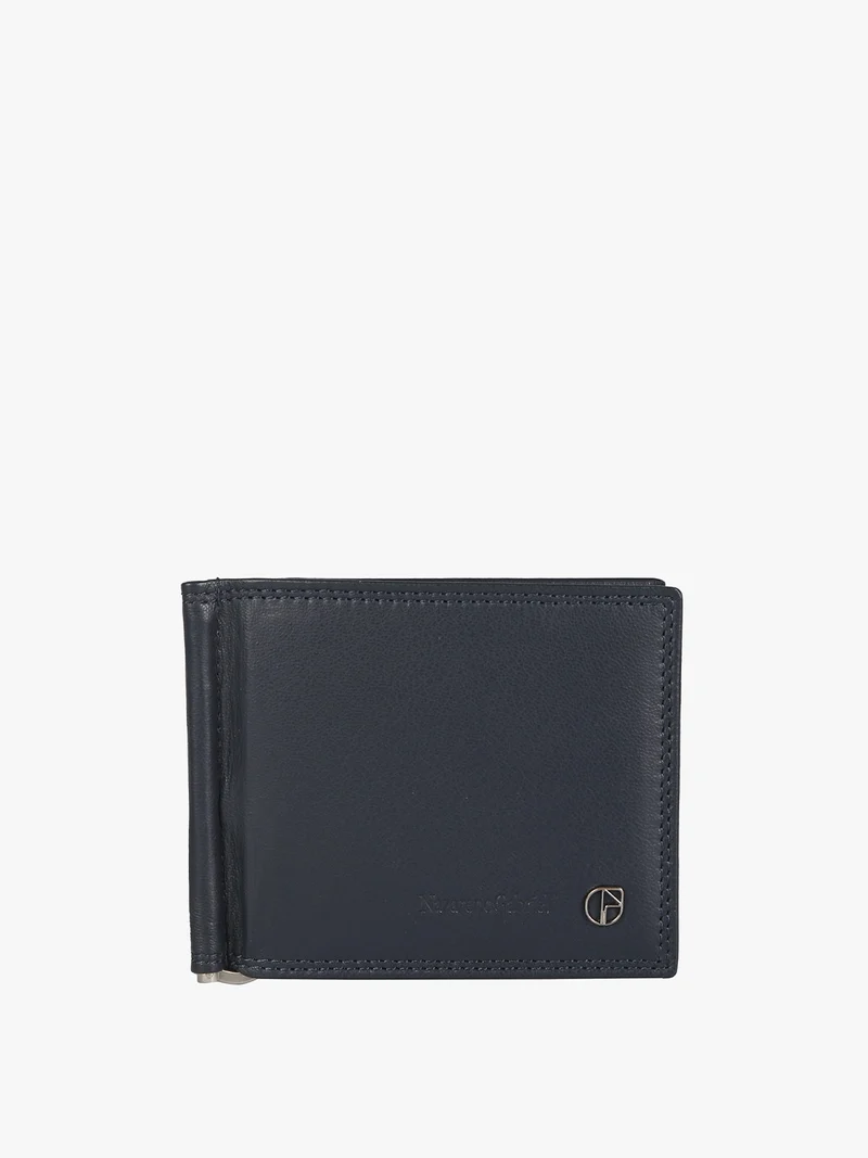Portatessere in pelle da uomo con fermasoldi - blu scuro