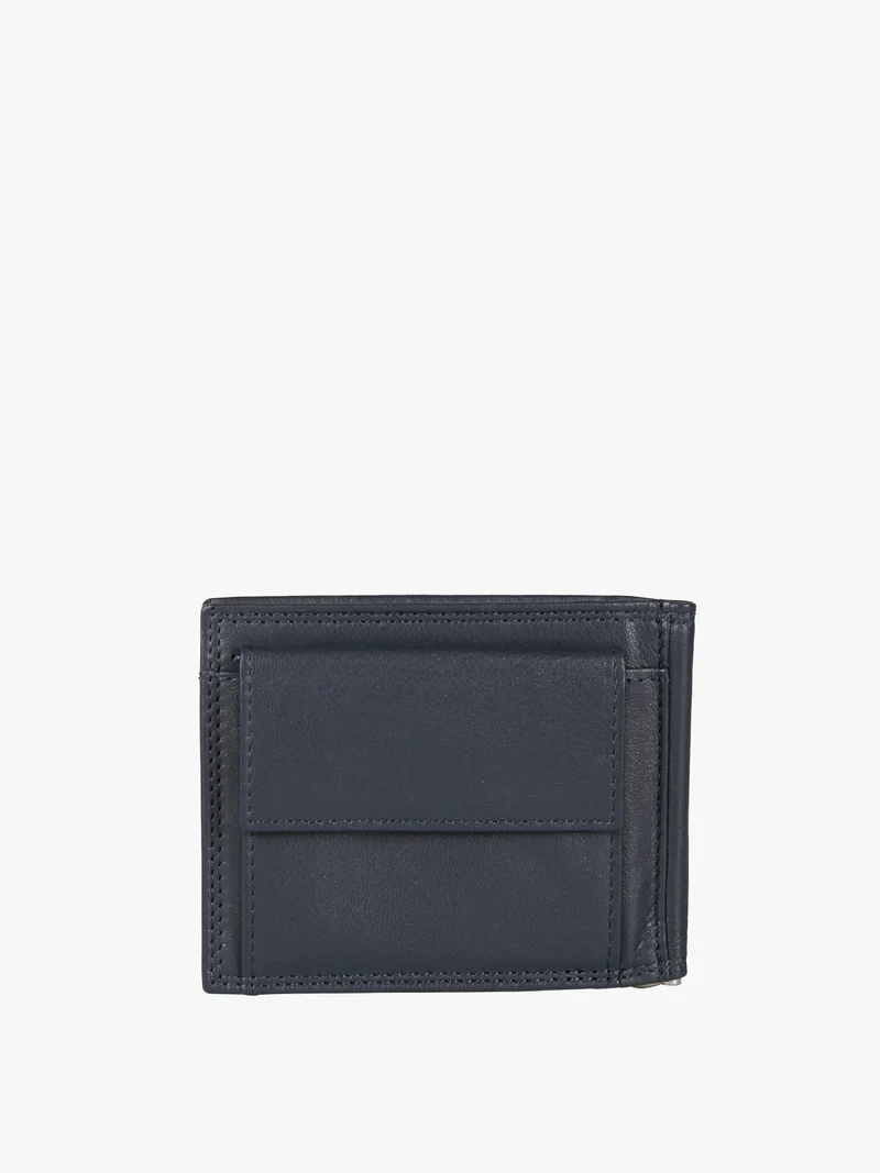 Portatessere in pelle da uomo con fermasoldi - blu scuro