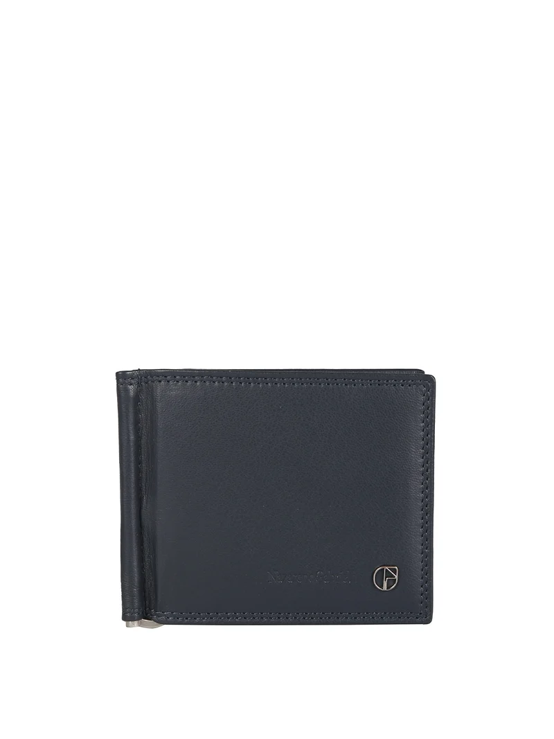 Portatessere in pelle da uomo con fermasoldi - blu scuro