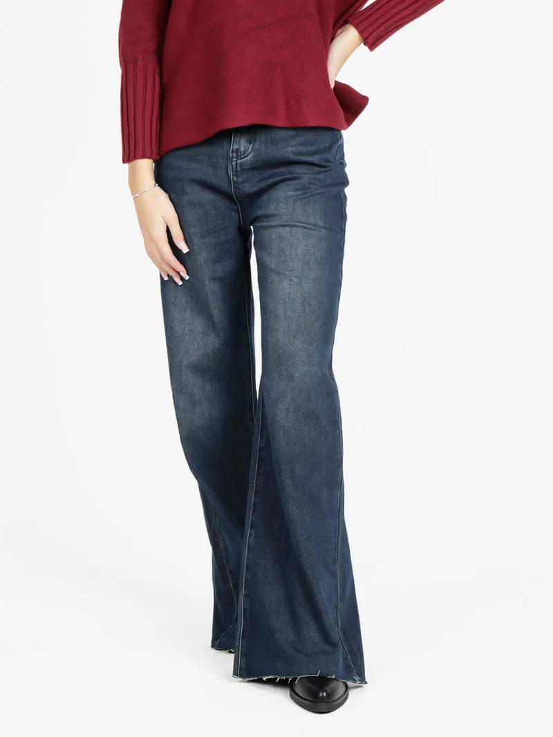 Jeans donna a vita alta con finale a zampa - jeans