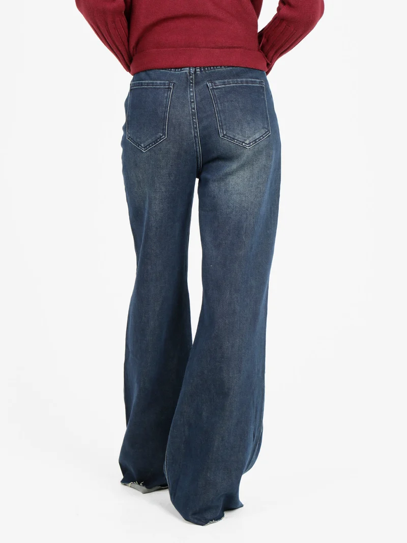 Jeans donna a vita alta con finale a zampa - jeans