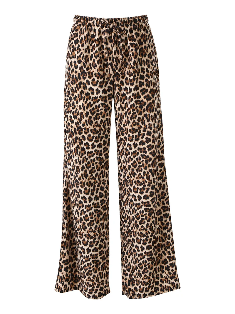 Pantaloni donna maculati a gamba larga - multicolore