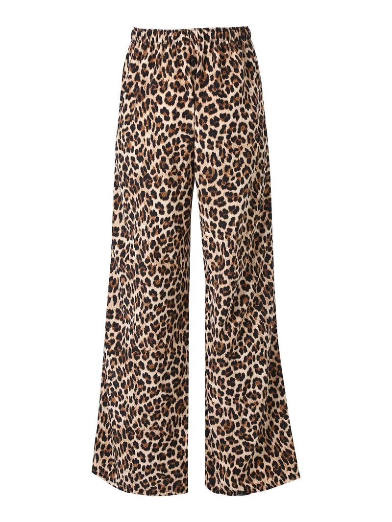 Pantaloni donna maculati a gamba larga - multicolore