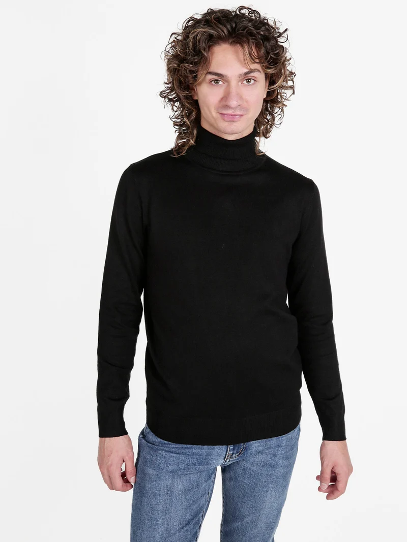 Dolcevita da uomo in maglia - nero