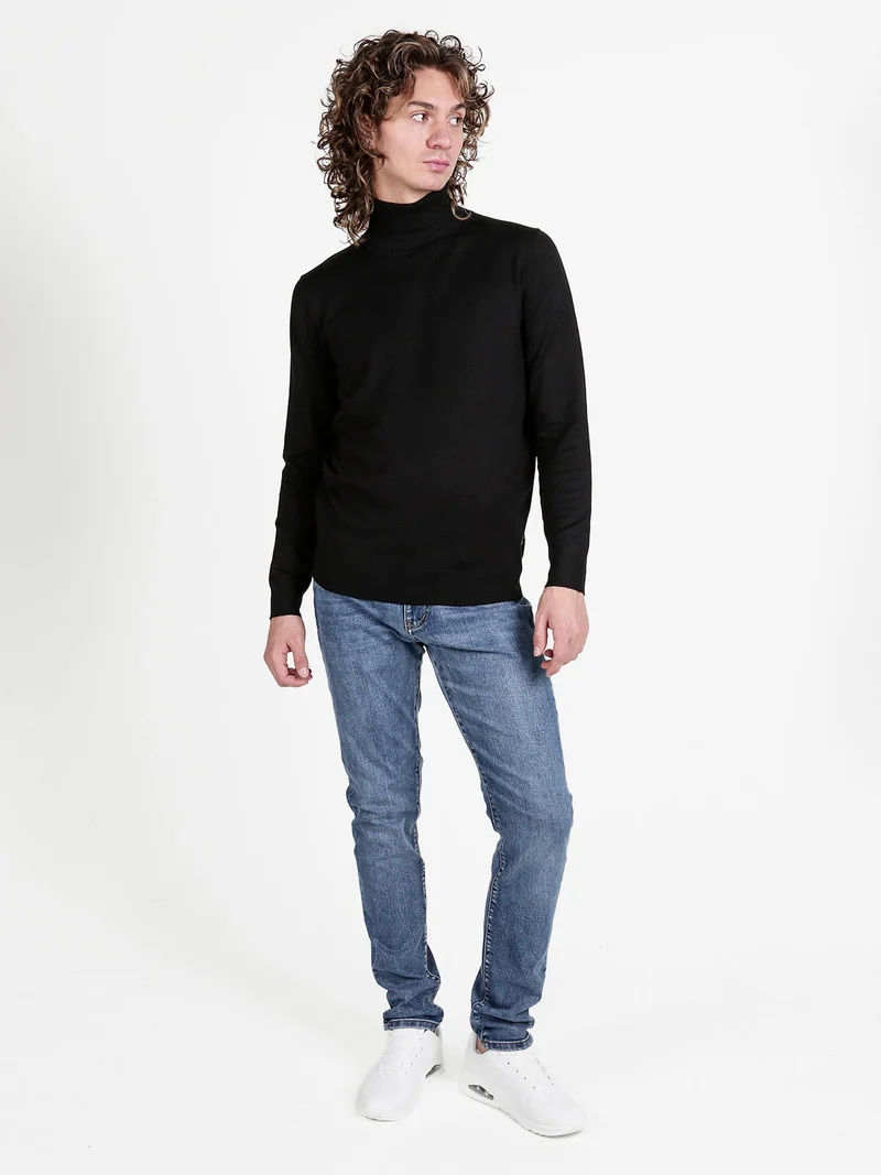 Dolcevita da uomo in maglia - nero