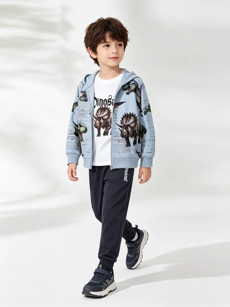 Completo tuta 3 pezzi da bambino con cappuccio e zip - azzurro