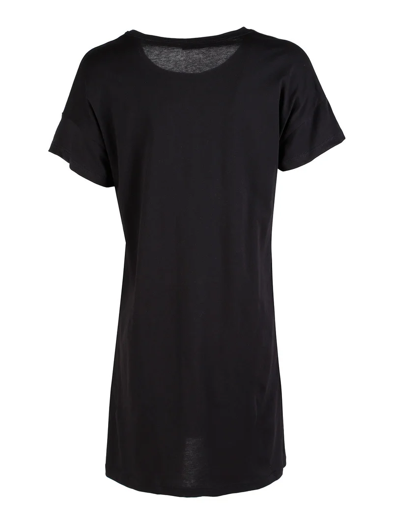 Vestito da donna in cotone a maniche corte - nero