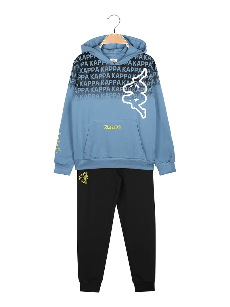 Completo tuta da ragazzo 2 pezzi con cappuccio e logo - blu