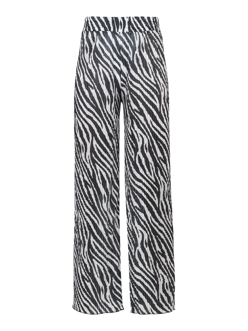 Pantaloni donna leggeri a palazzo zebrati - nero
