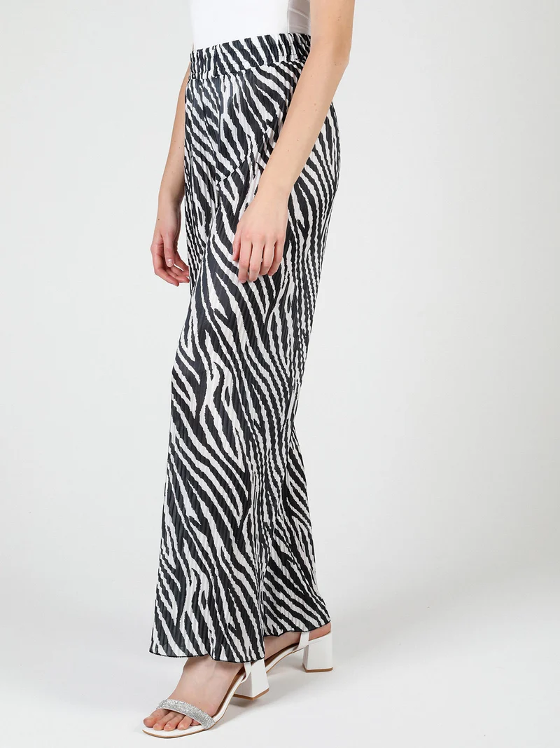 Pantaloni donna leggeri a palazzo zebrati - nero