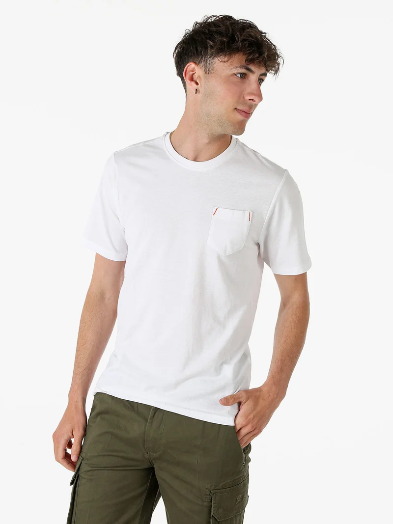 T-shirt in cotone da uomo con taschino frontale - bianco