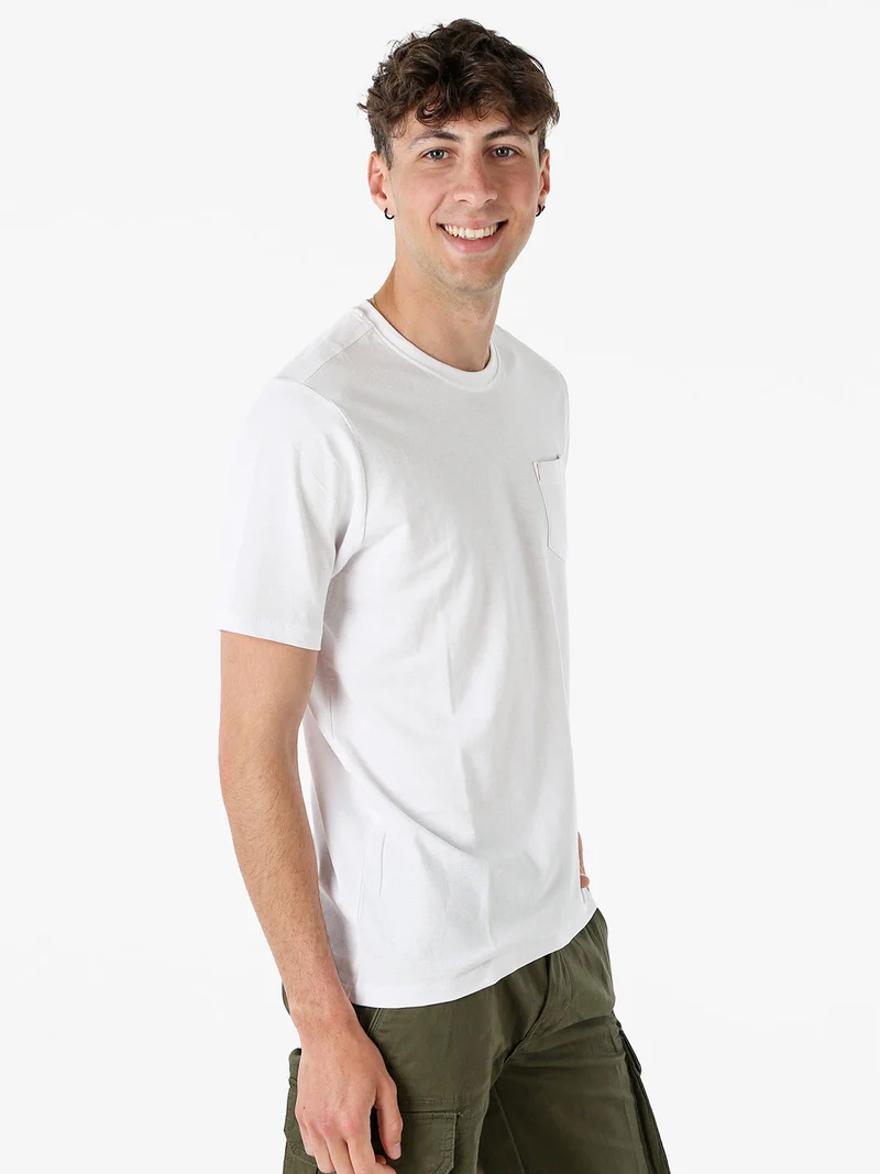 T-shirt in cotone da uomo con taschino frontale - bianco