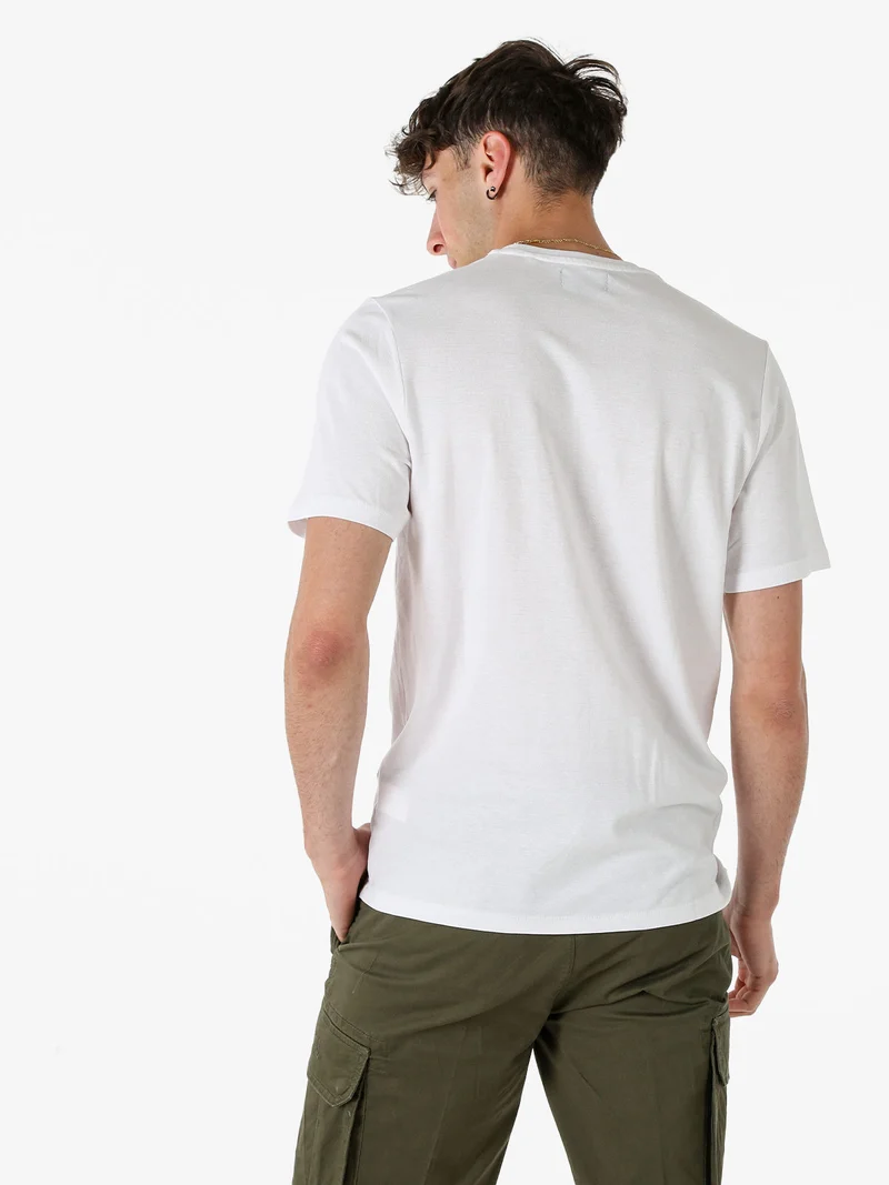 T-shirt in cotone da uomo con taschino frontale - bianco