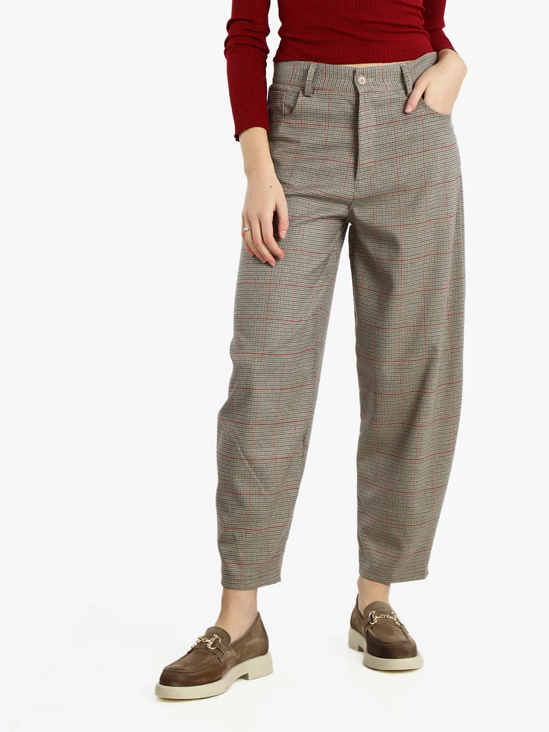 Pantaloni a fantasia da donna gamba larga - rosso