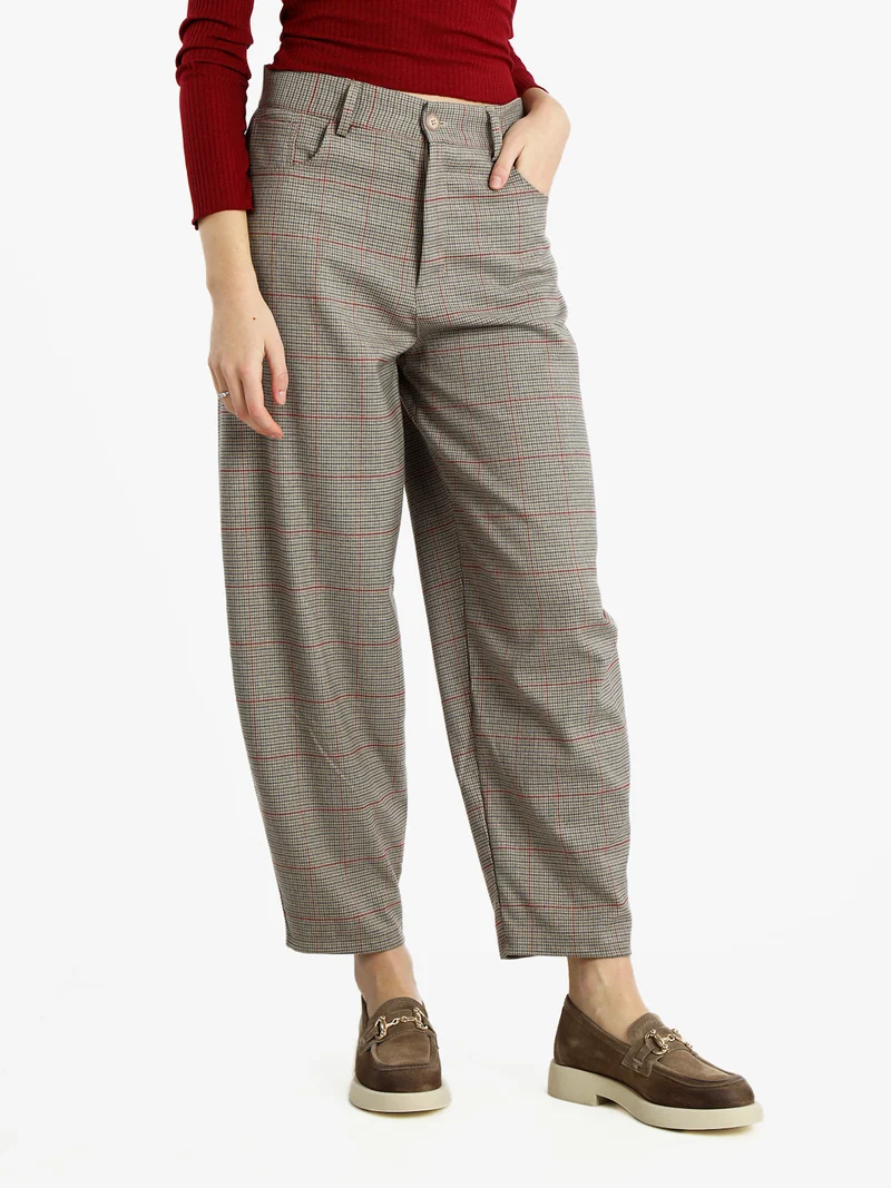 Pantaloni a fantasia da donna gamba larga - rosso