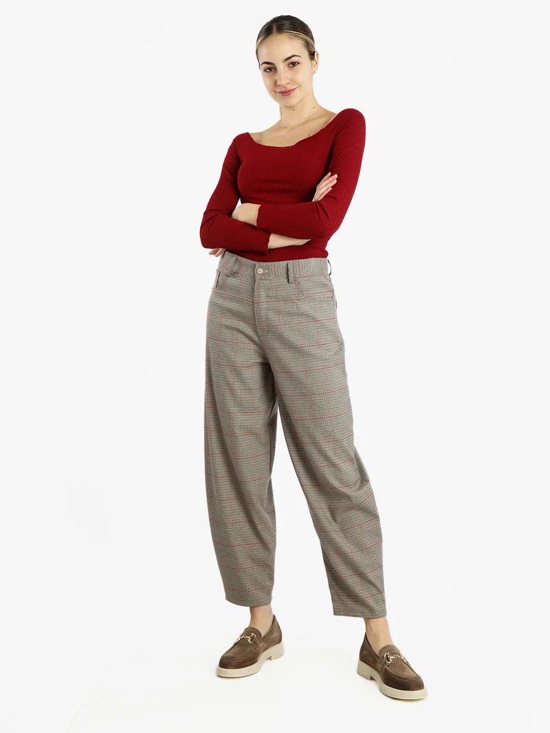 Pantaloni a fantasia da donna gamba larga - rosso