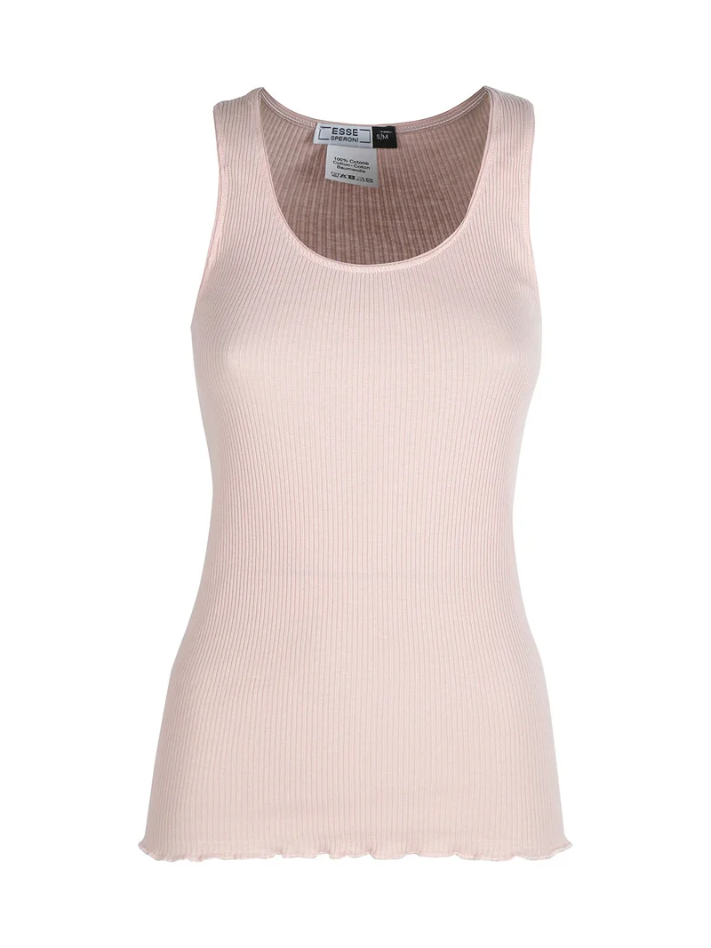Canotta donna girocollo a costine - rosa