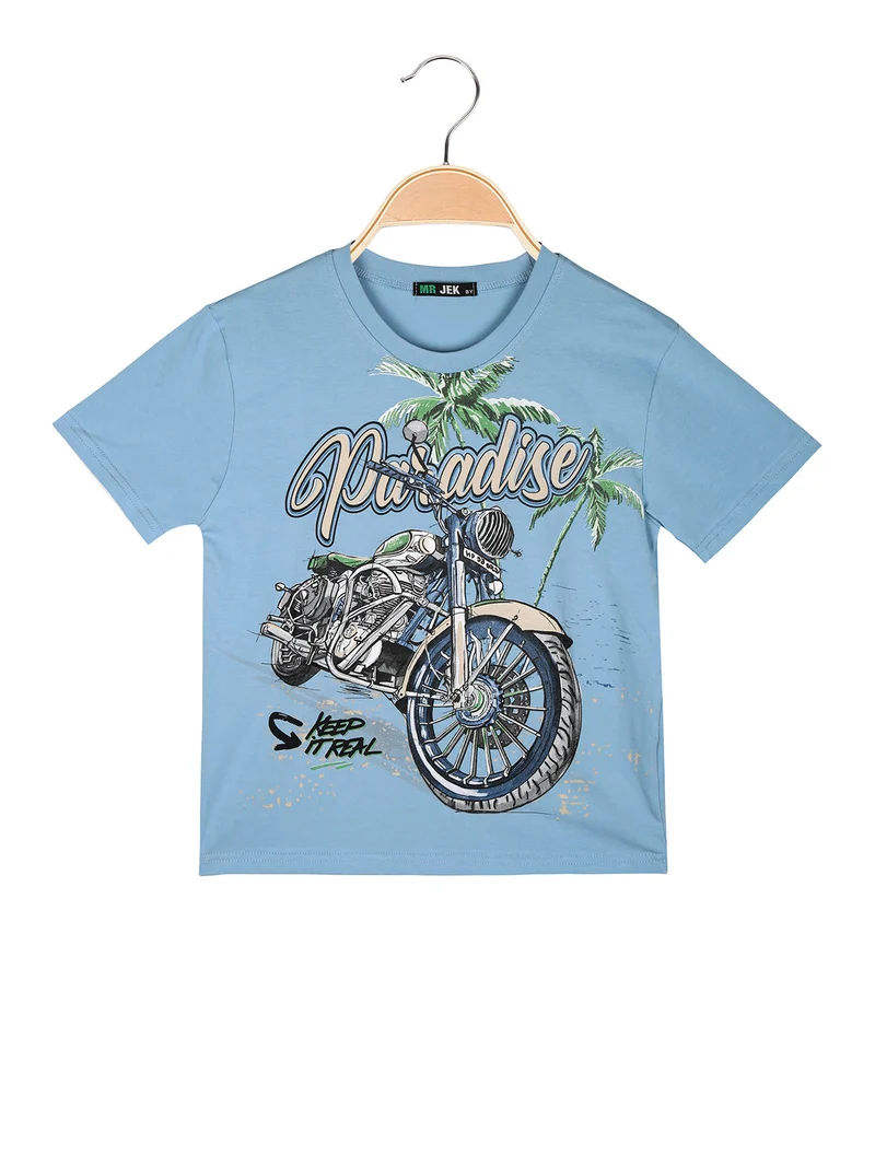 T-shirt da bambino con stampa disegno - azzurro