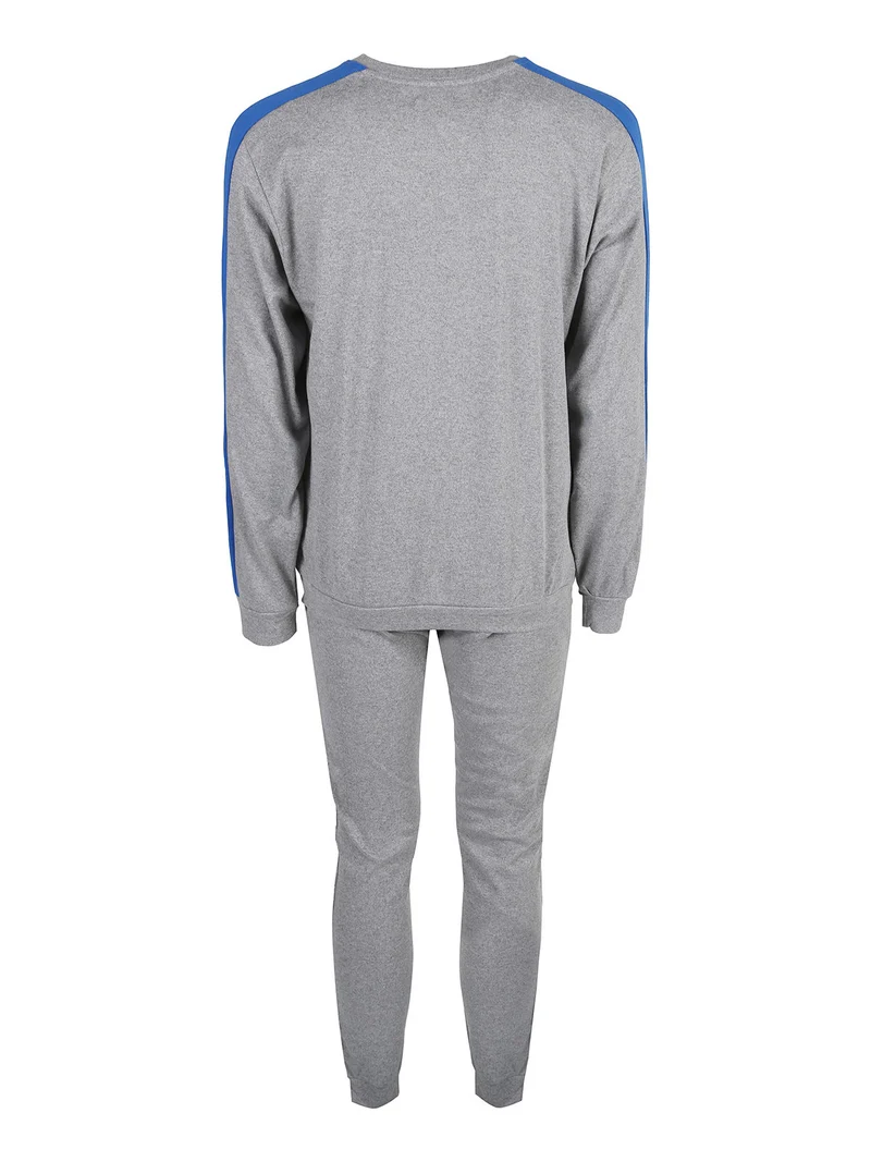 Pigiama lungo da uomo in misto cotone interlock - grigio