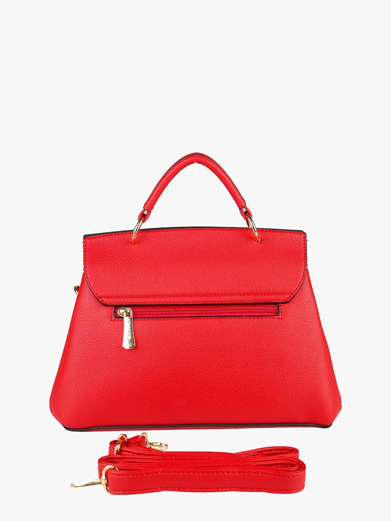 Borsa frame con tracolla e borchie - rosso