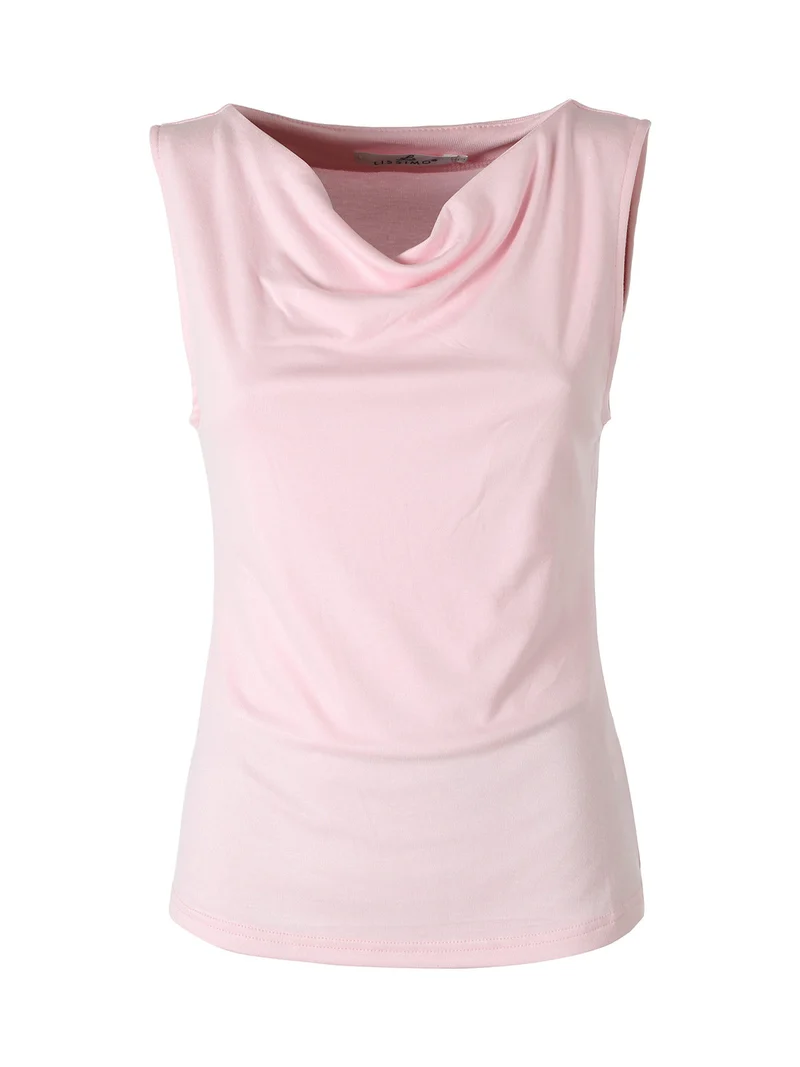 Top donna in viscosa con scollo a cascata - rosa