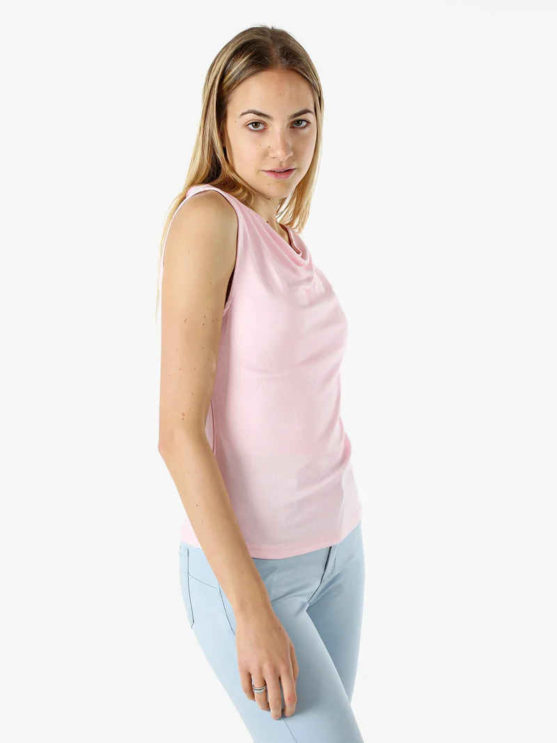 Top donna in viscosa con scollo a cascata - rosa