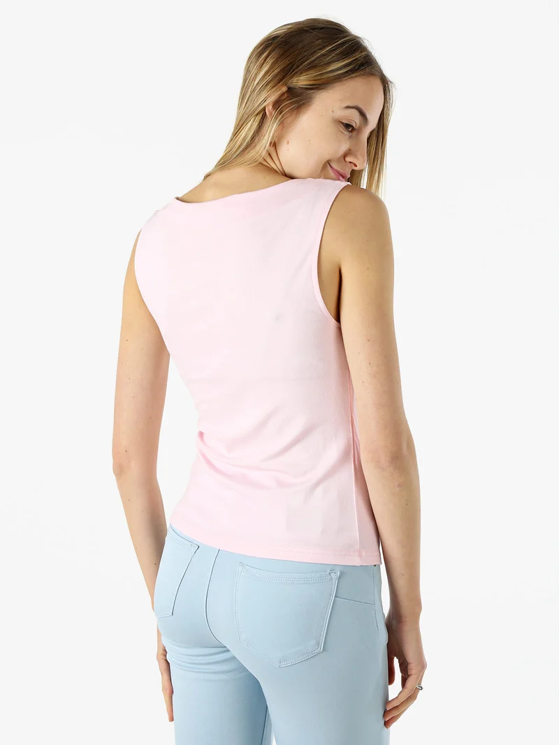 Top donna in viscosa con scollo a cascata - rosa