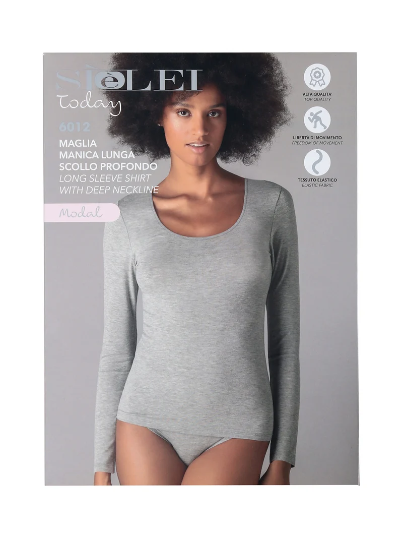 Maglia donna a maniche lunghe in modal - nero