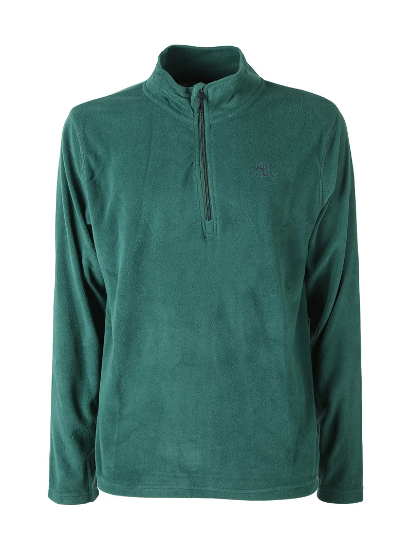 Felpa da uomo mezza zip in micropile - verde