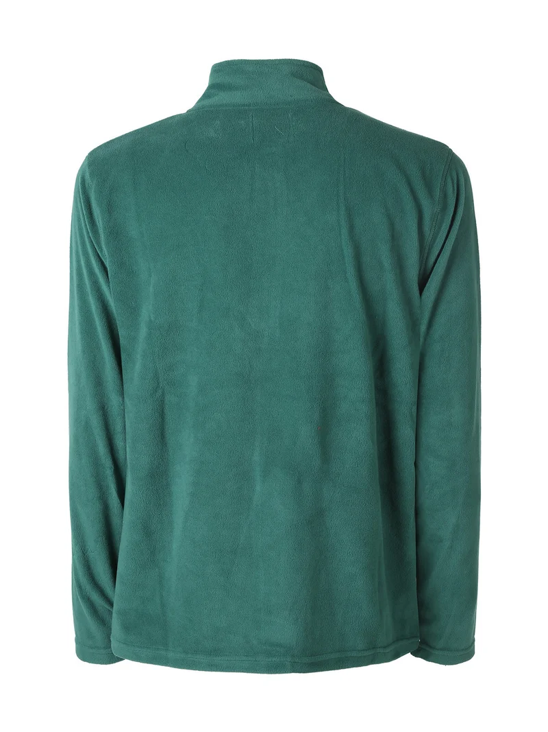 Felpa da uomo mezza zip in micropile - verde