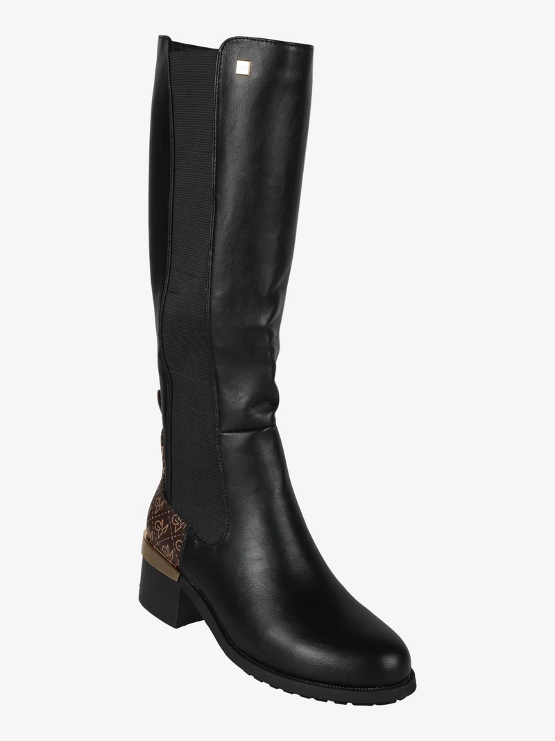 Stivali alti con monogramma - marrone