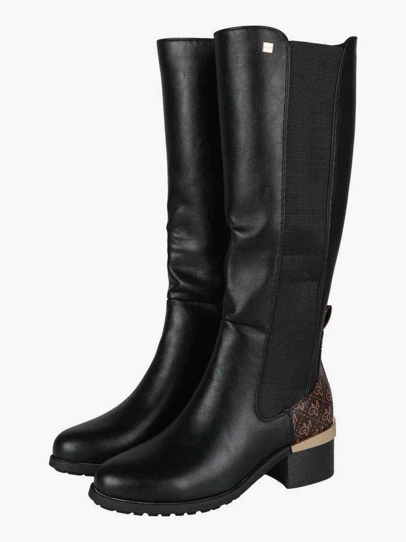 Stivali alti con monogramma - marrone