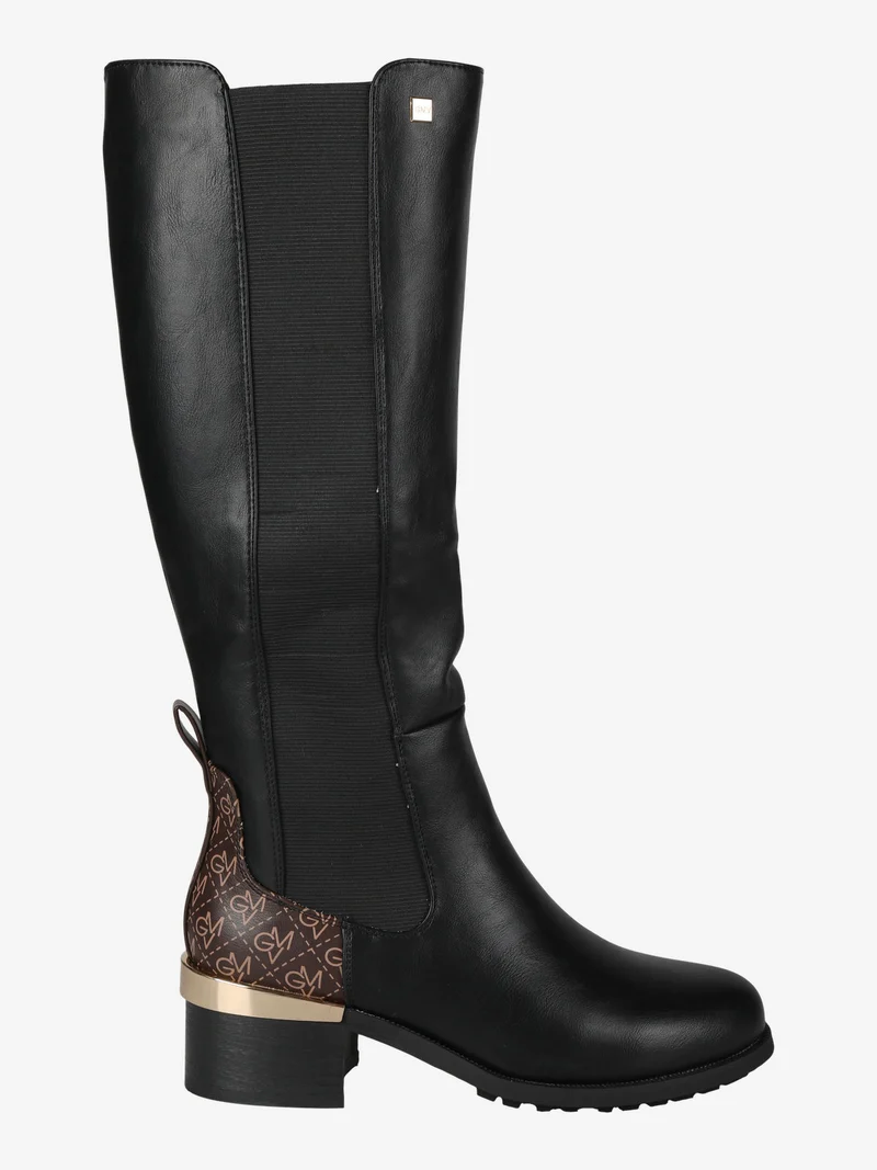 Stivali alti con monogramma - marrone