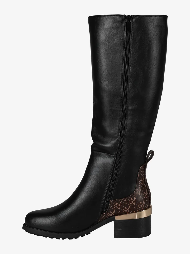 Stivali alti con monogramma - marrone