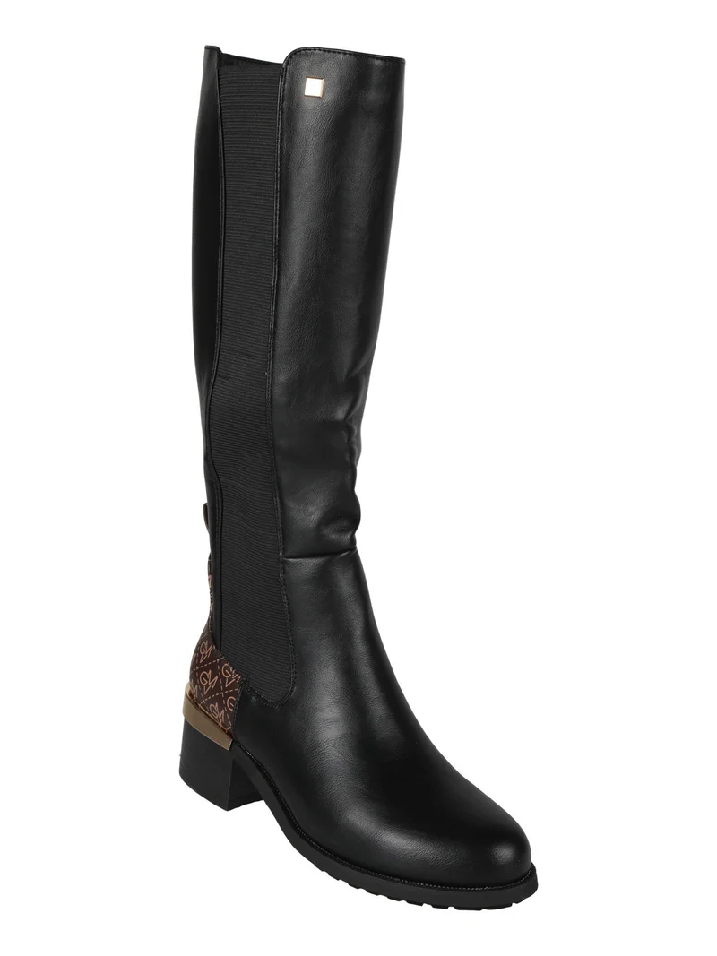 Stivali alti con monogramma - marrone