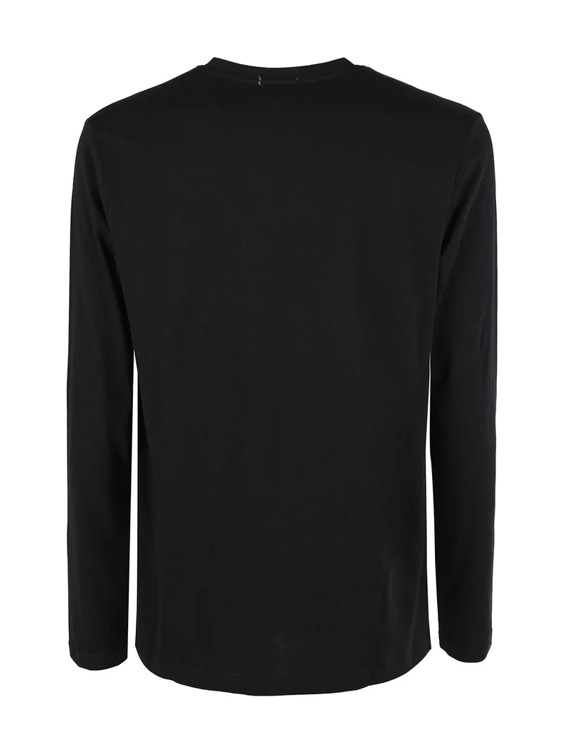 Maglia girocollo da uomo in cotone a maniche lunghe - nero