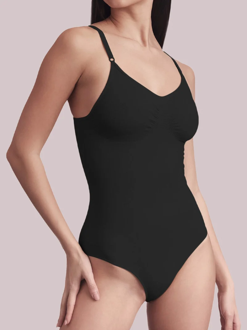 Body donna contenitivo in microfibra - nero