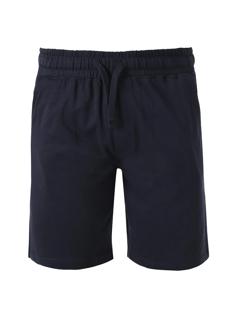 Bermuda da uomo in cotone con coulisse - blu scuro