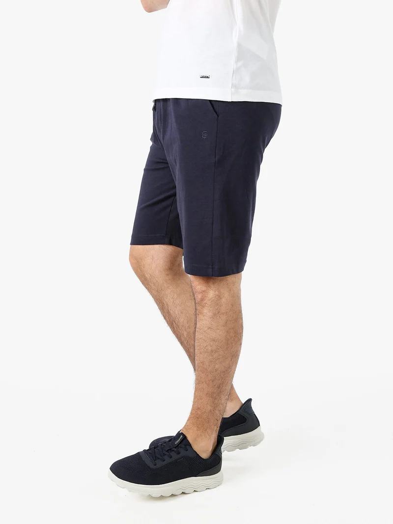Bermuda da uomo in cotone con coulisse - blu scuro