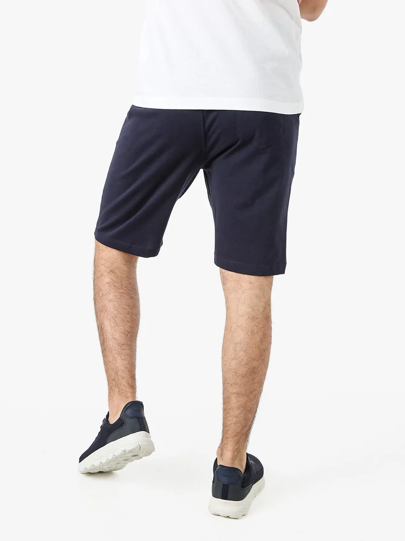 Bermuda da uomo in cotone con coulisse - blu scuro