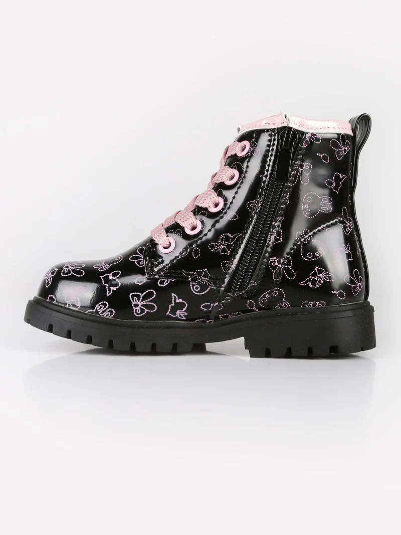 Anfibi da bambina con stampe - nero