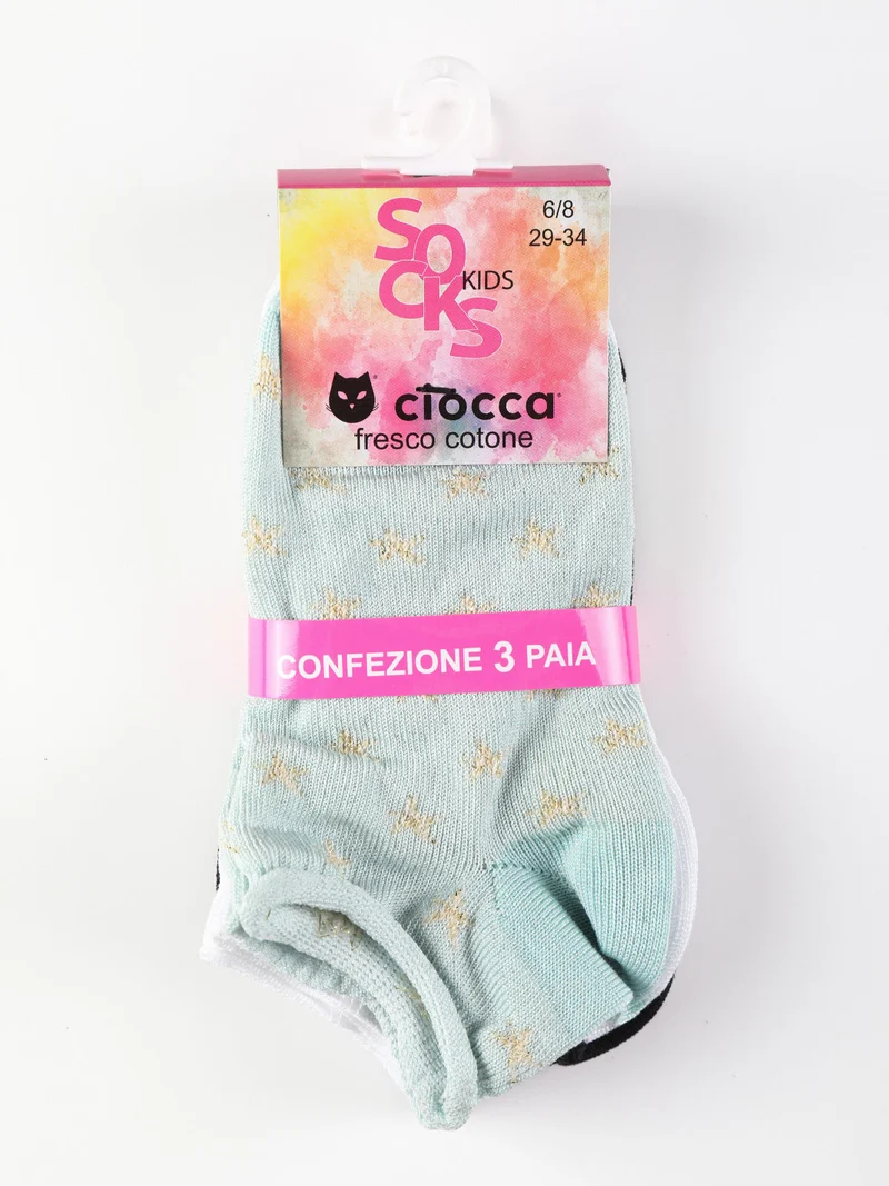 Calze corte da bambina Confezione da 3 paia - acqua marina