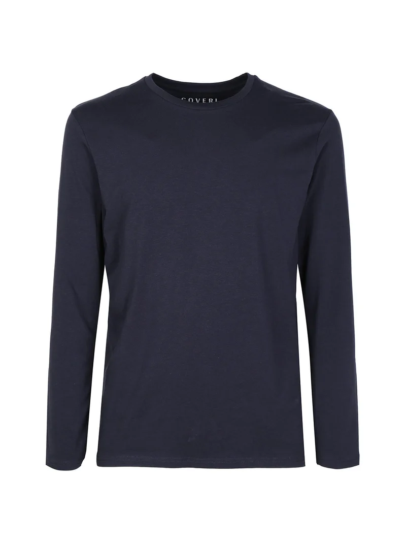 T-shirt manica lunga uomo in cotone - blu scuro
