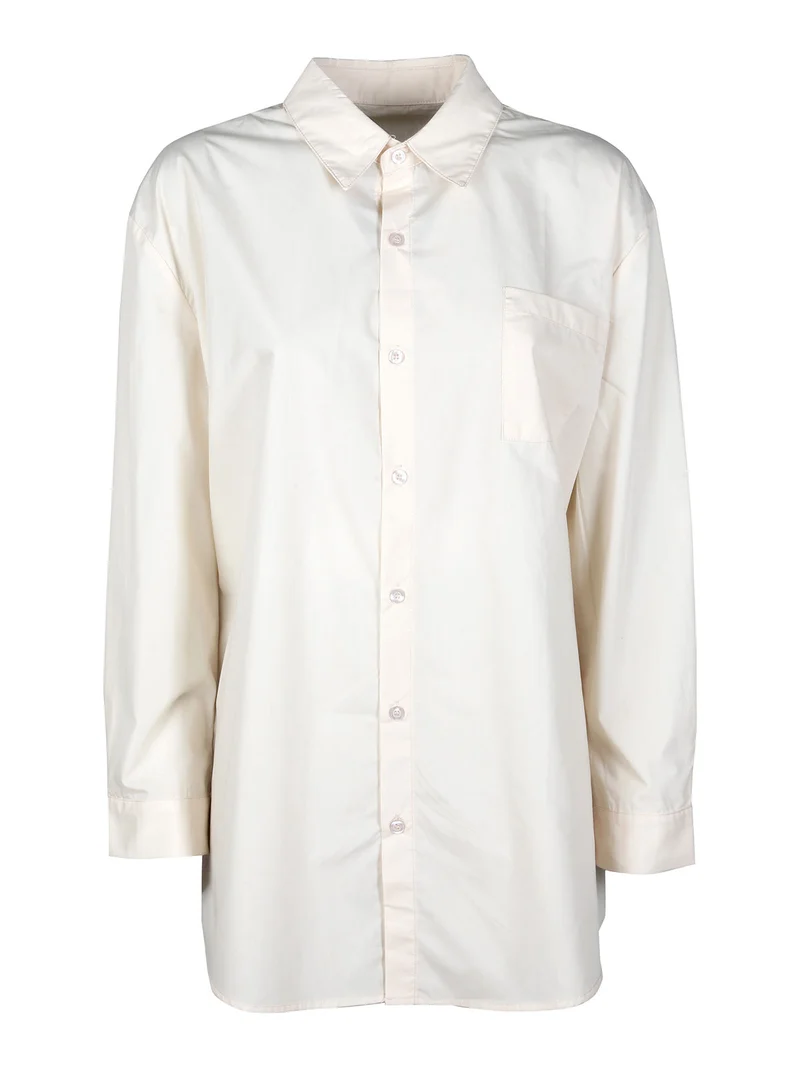 Camicia donna oversize con taschino - panna